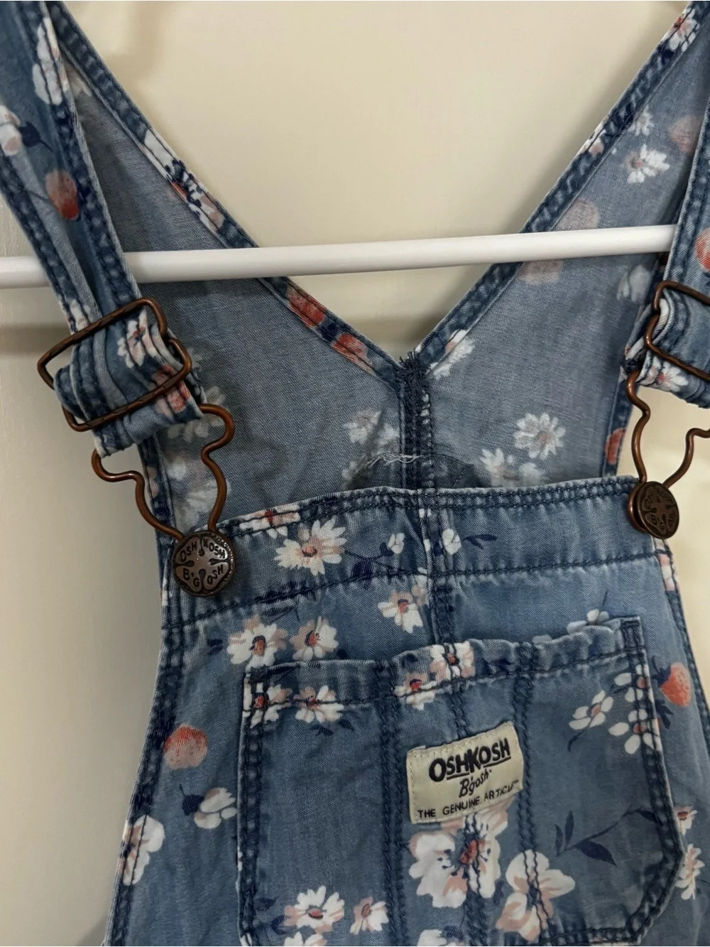 OshKosh B'gosh plum blossom Floral soft Denim overall skirt for Kids - blue pink